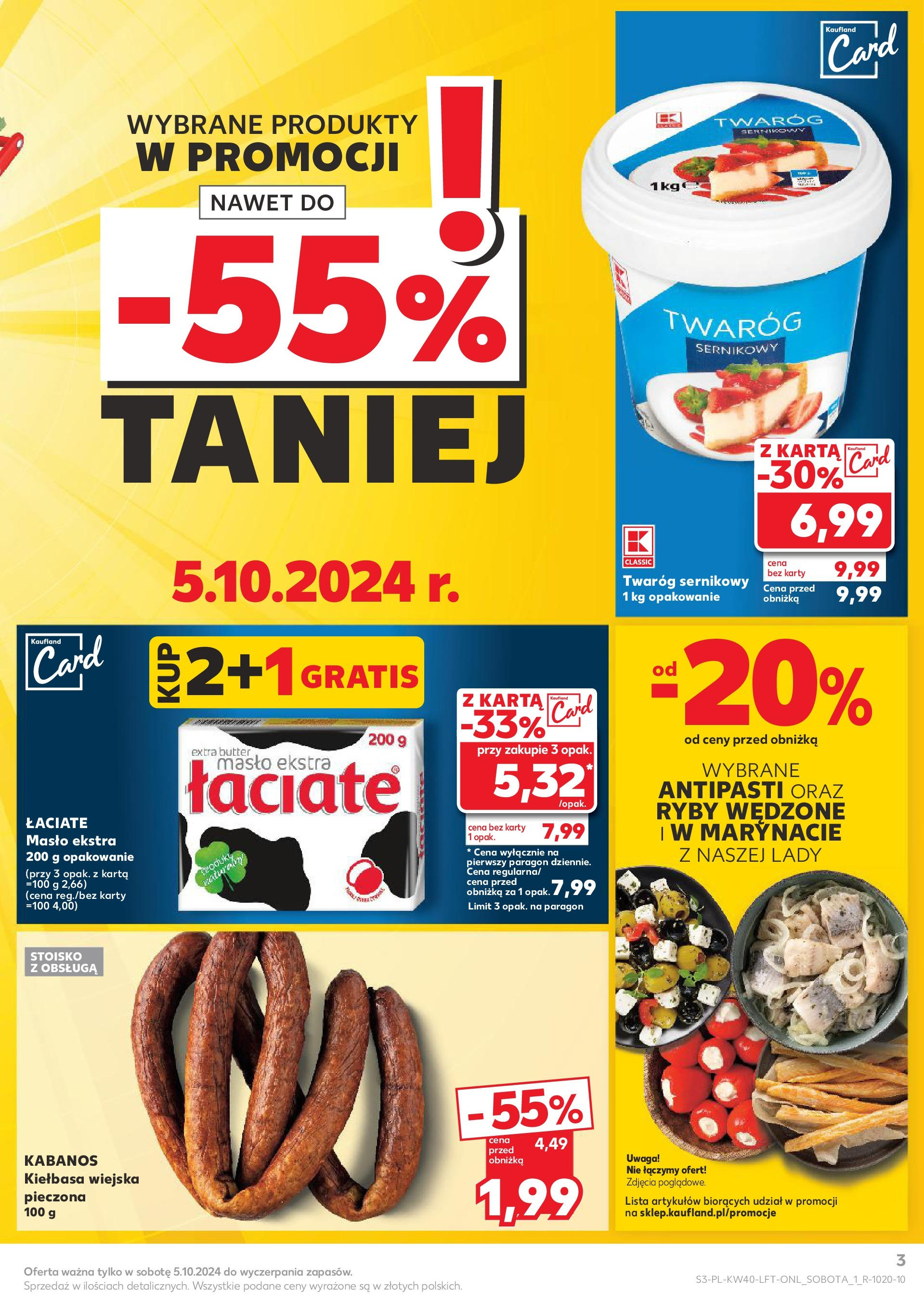 Kaufland gazetka od 03.10.2024 - od jutra PDF | Strona: 3 | Produkty: Kiełbasa, Karta, Ryby, Twaróg