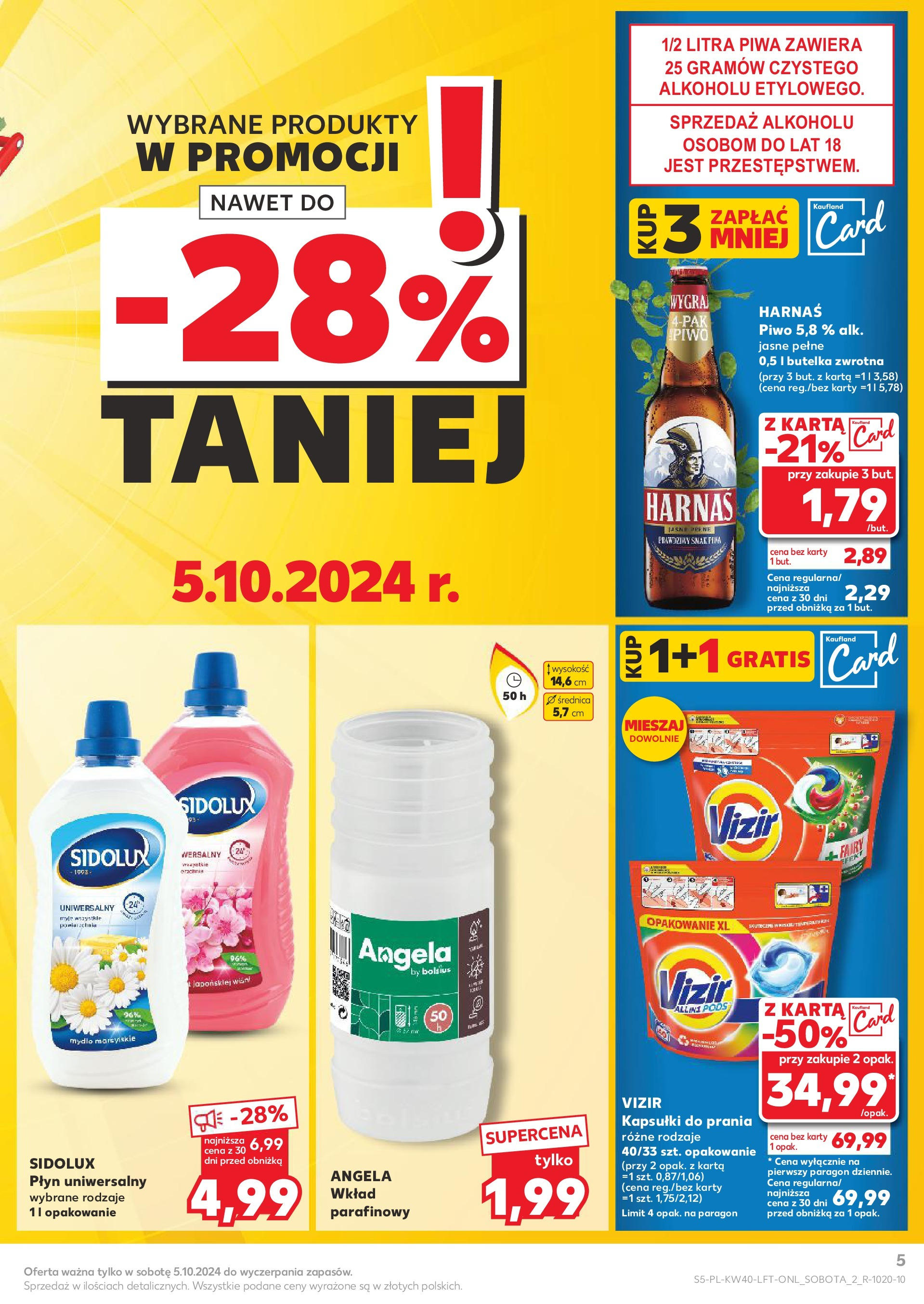 Kaufland gazetka od 03.10.2024 - od jutra PDF | Strona: 5 | Produkty: Kapsułki do prania, Piwo, Fairy, Mydło