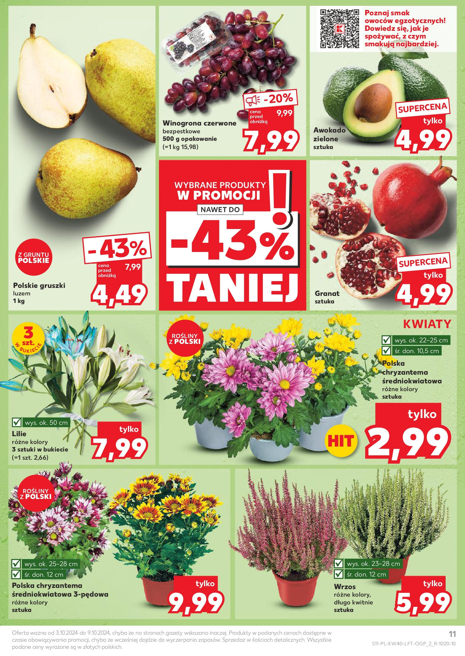 Kaufland gazetka od 03.10.2024 - od jutra PDF | Strona: 11 | Produkty: Winogrona, Wrzos, Rosliny, Awokado