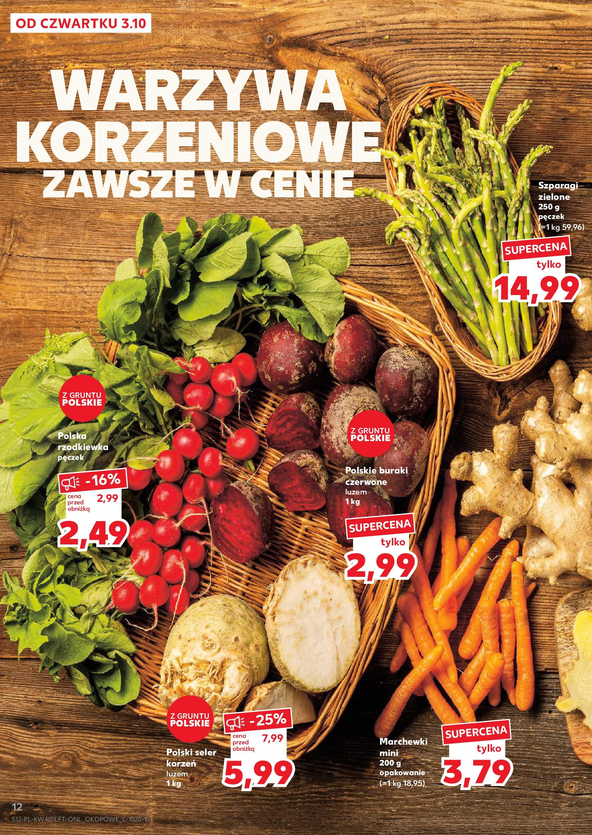 Kaufland gazetka od 03.10.2024 - od jutra PDF | Strona: 12 | Produkty: Buraki, Szparagi, Warzywa