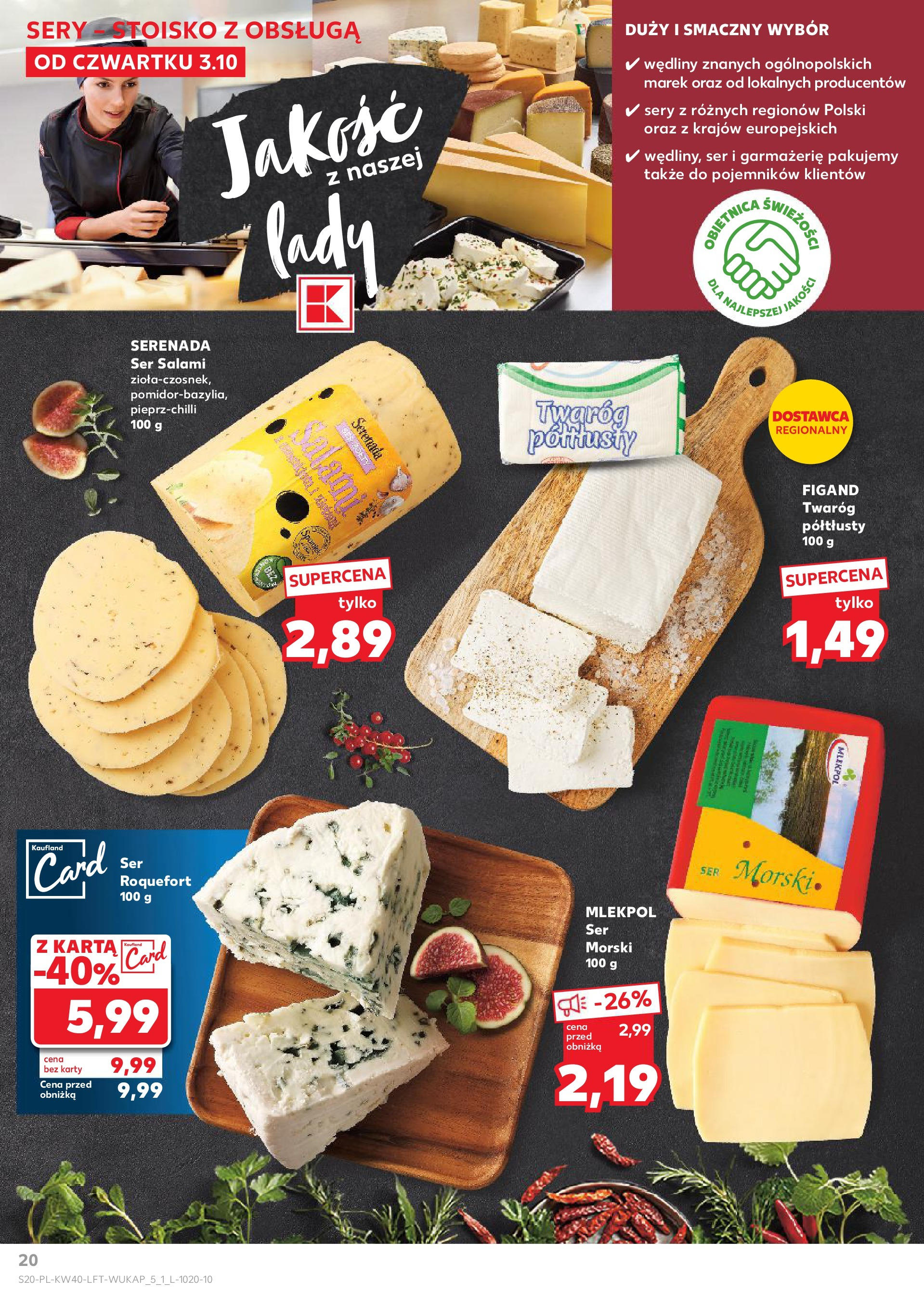 Kaufland gazetka od 03.10.2024 - od jutra PDF | Strona: 20 | Produkty: Karta, Ser, Wędliny, Twaróg