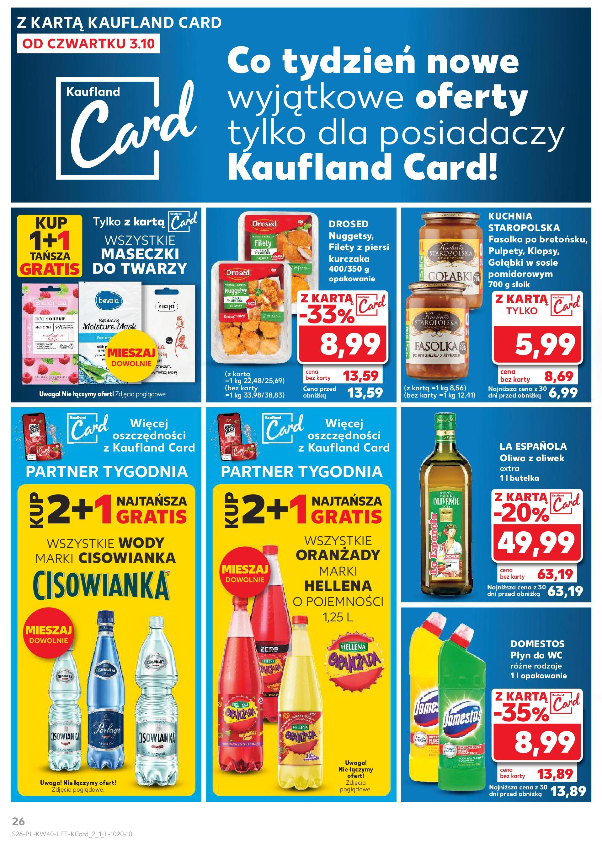 Kaufland gazetka od 03.10.2024 - od jutra PDF | Strona: 26 | Produkty: Oliwa z oliwek, Maseczki, Domestos, Sorbet