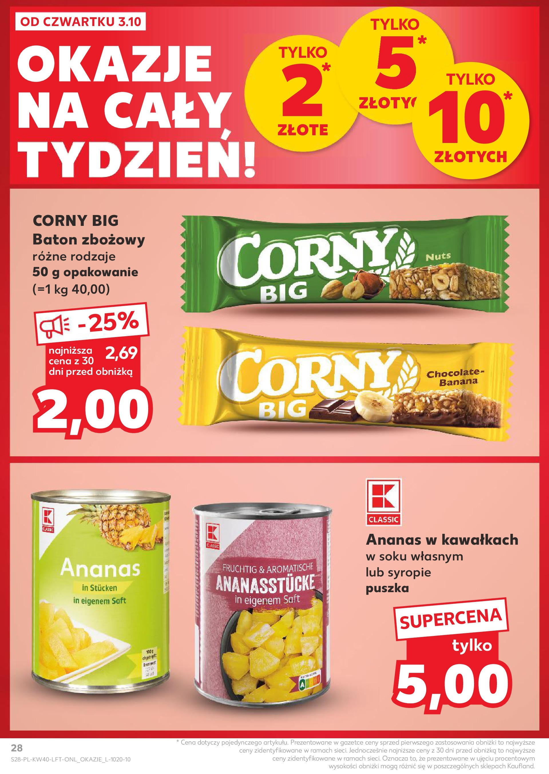 Kaufland gazetka od 03.10.2024 - od jutra PDF | Strona: 28 | Produkty: Baton, Ananas