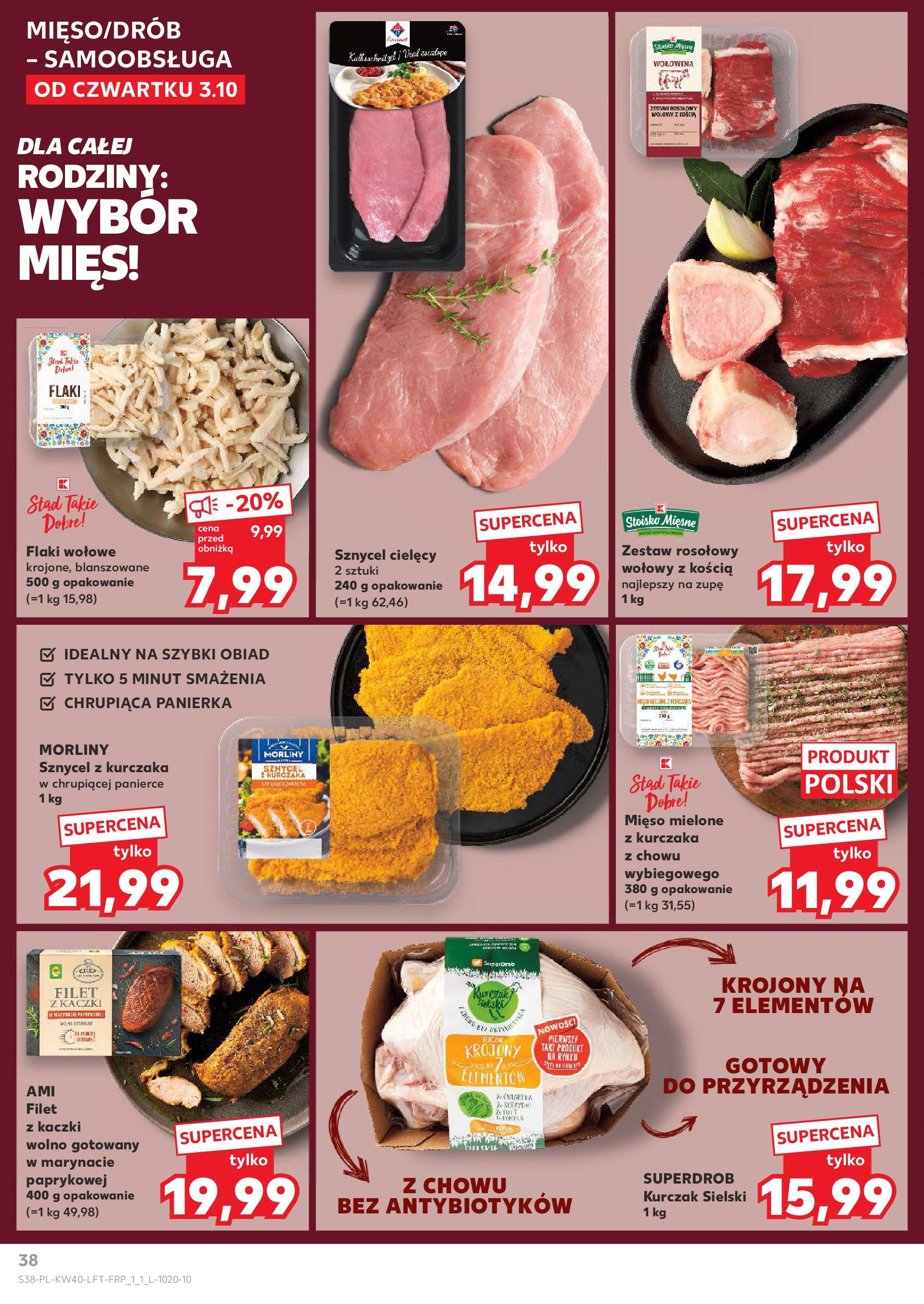 Kaufland gazetka od 03.10.2024 - od jutra PDF | Strona: 38 | Produkty: Kurczak, Mięso, Filet z kaczki, Flaki