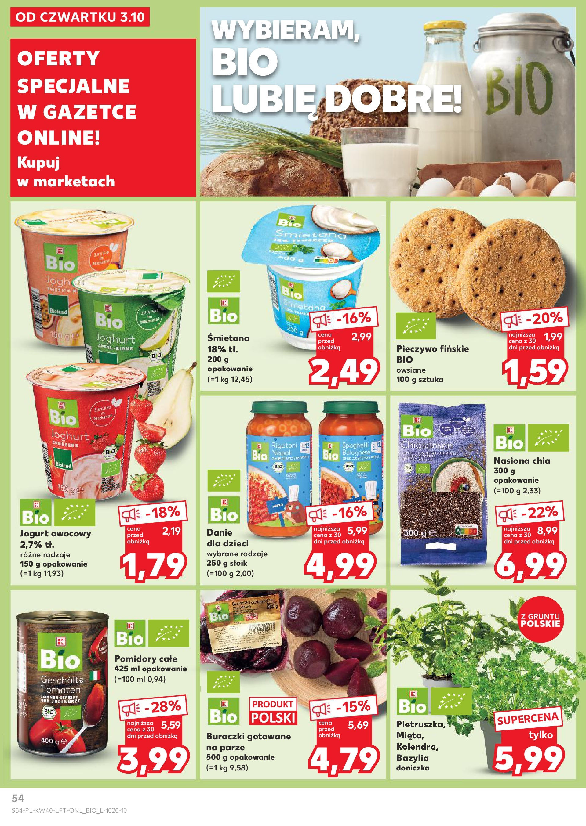 Kaufland gazetka od 03.10.2024 - od jutra PDF | Strona: 54 | Produkty: Jogurt owocowy, Buraczki gotowane, Pomidory, Śmietana