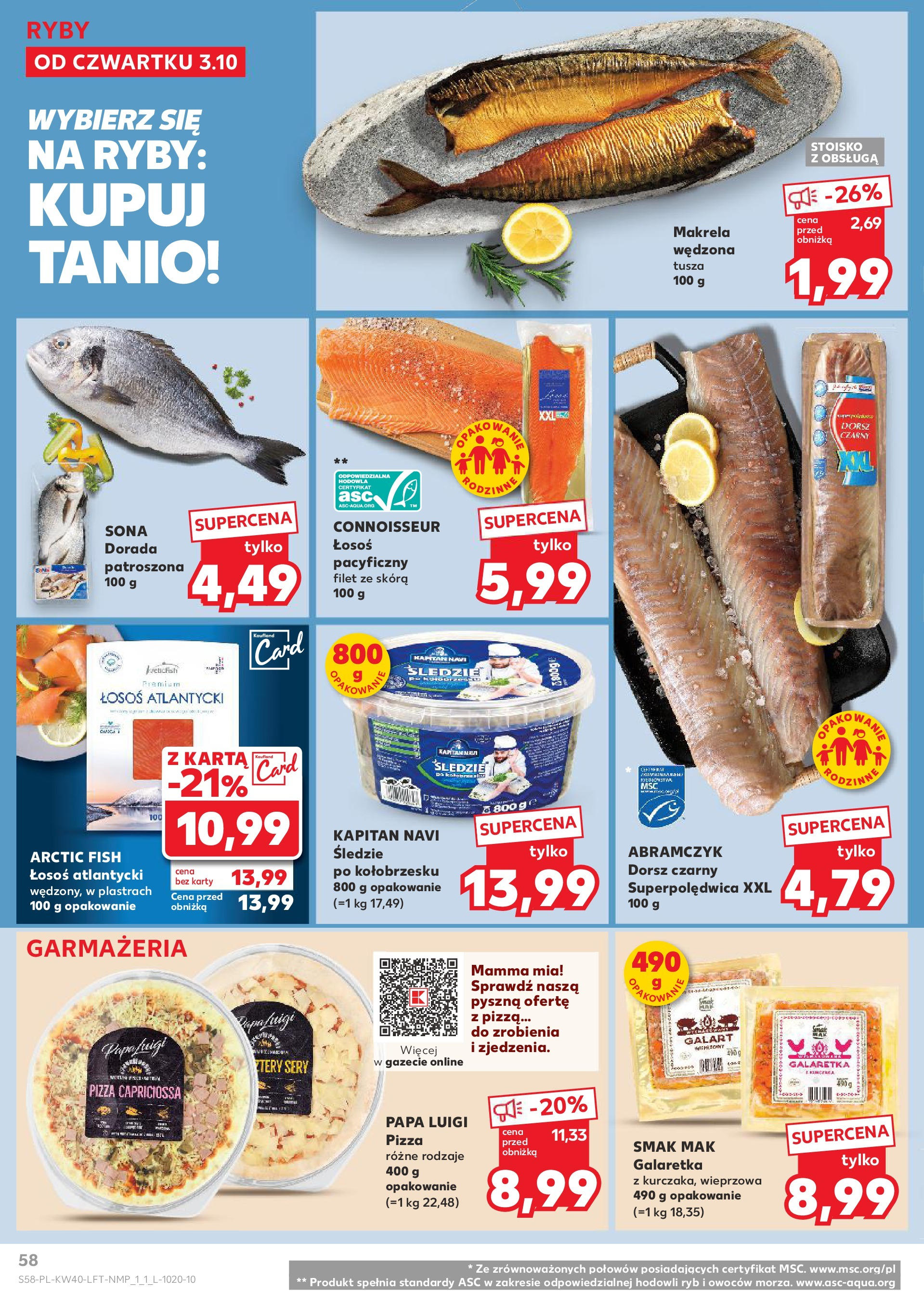 Kaufland gazetka od 03.10.2024 - od jutra PDF | Strona: 58 | Produkty: Mak, Dorsz czarny, Sery, Ryby