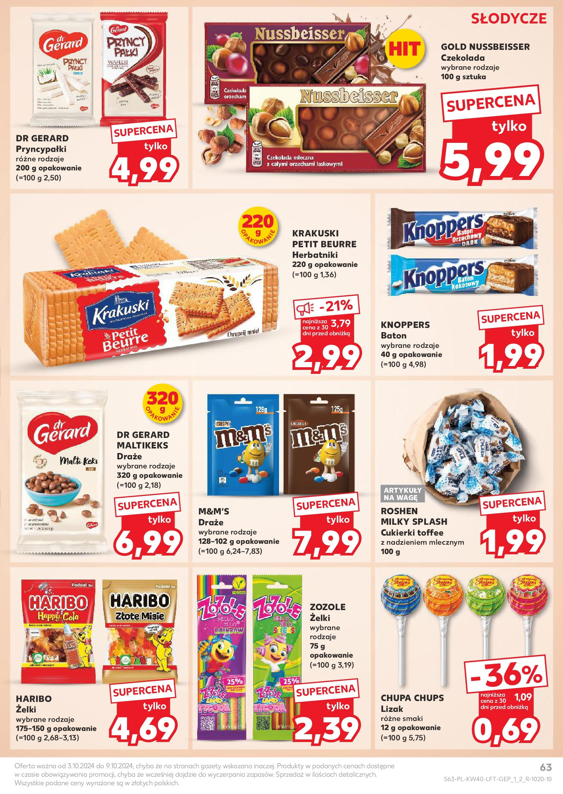 Kaufland gazetka od 03.10.2024 - od jutra PDF | Strona: 63 | Produkty: Knoppers, M&M's, Baton, Wafelki