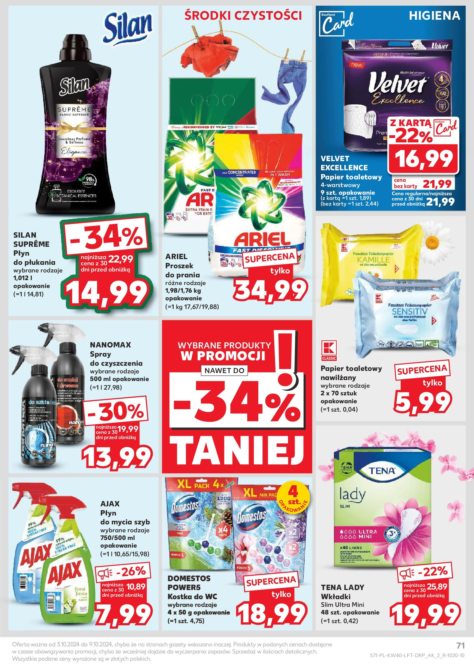 Kaufland gazetka od 03.10.2024 - od jutra PDF | Strona: 71 | Produkty: Karta, Płyn do mycia szyb, Ariel, Domestos