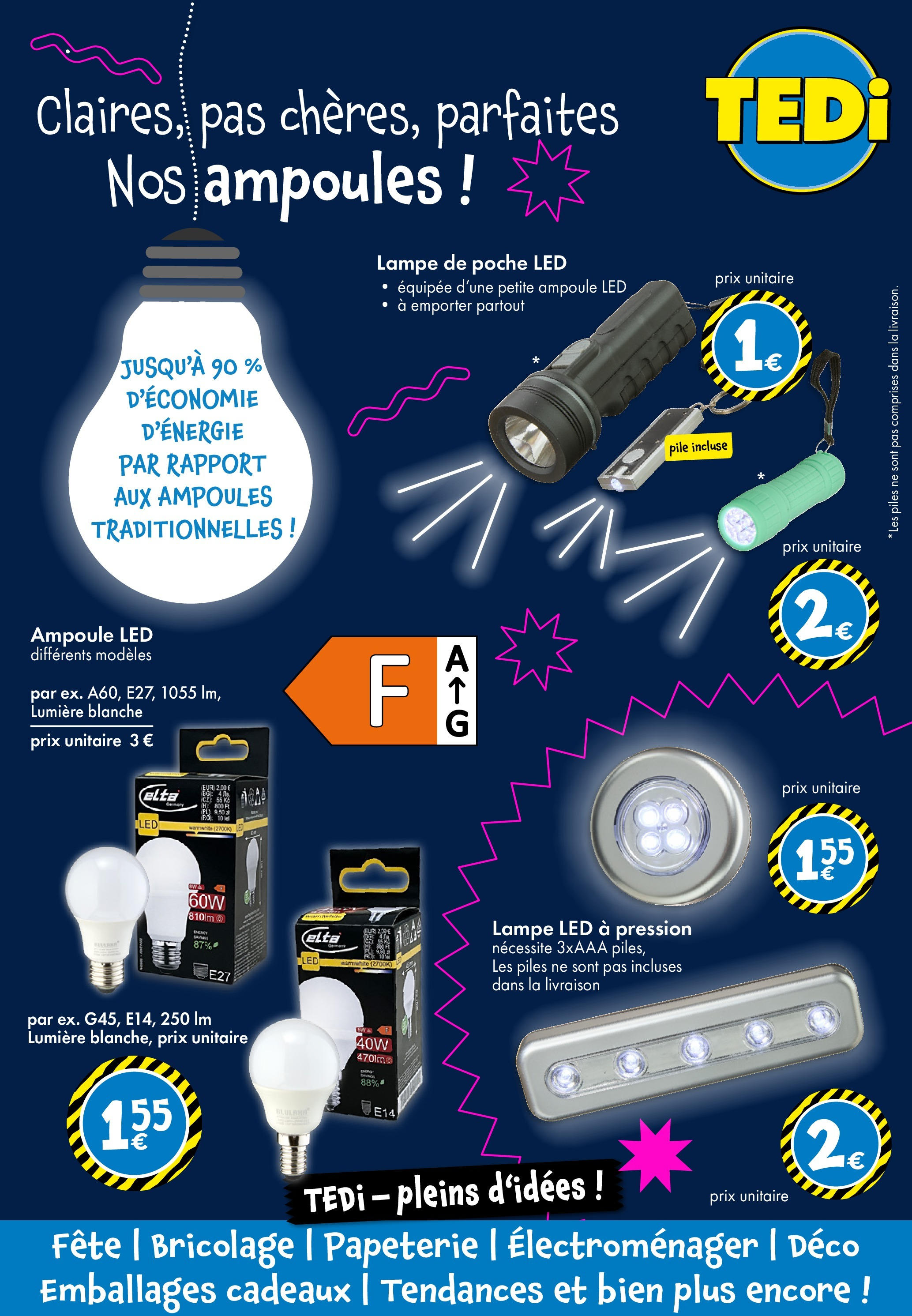 TEDi - Nouvelle Ouverture à partir du 02/10/2024 - promo en ligne | Page: 5 | Produits: lampe LED, Lampe, Piles