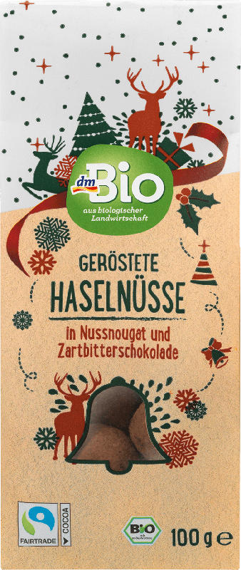 dmBio geröstete Haselnüsse in Nussnougat und Zartbitterschokolade