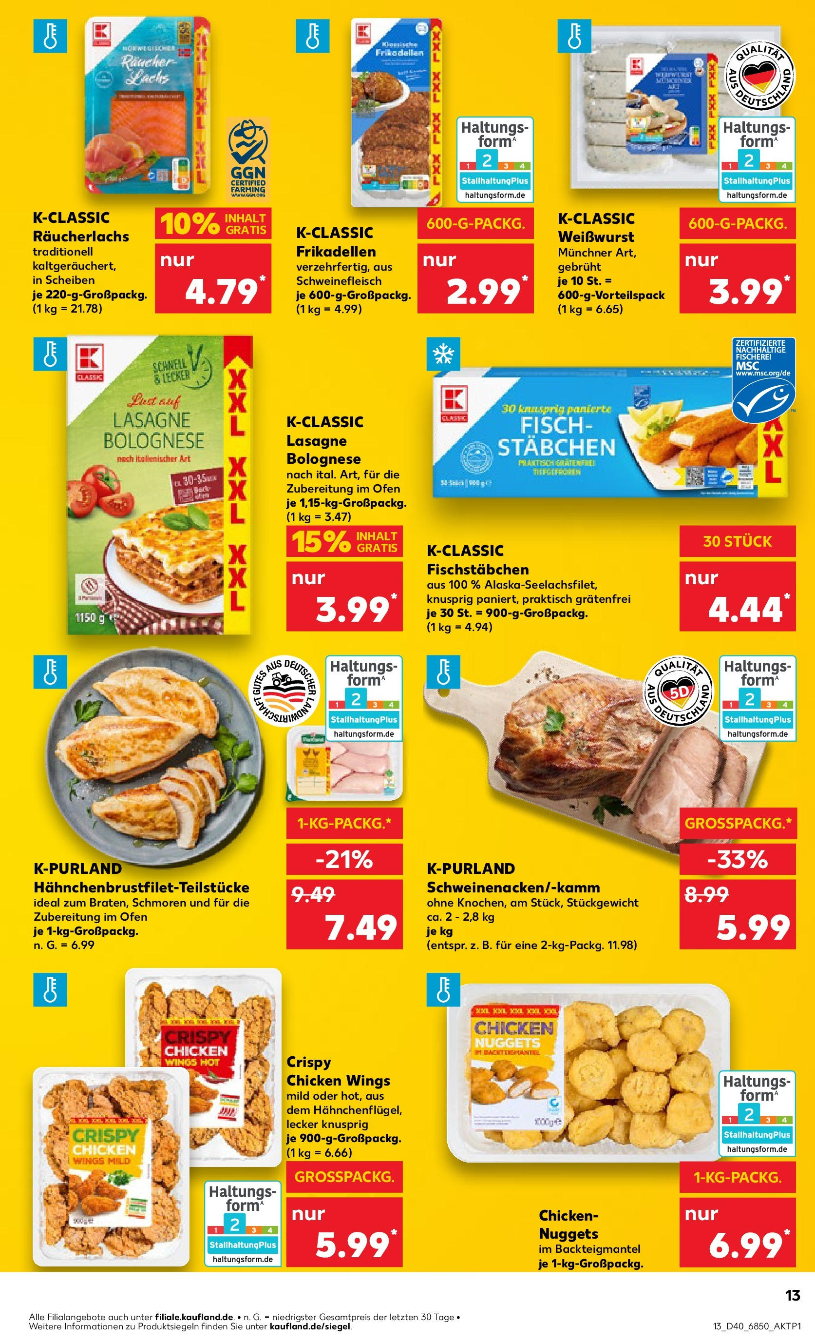 Kaufland Prospekt 	 (ab 04.10.2024) » Angebote Online zum Blättern | Seite: 13 | Produkte: Ofen, Räucherlachs, Fischstabchen, Schweinefleisch