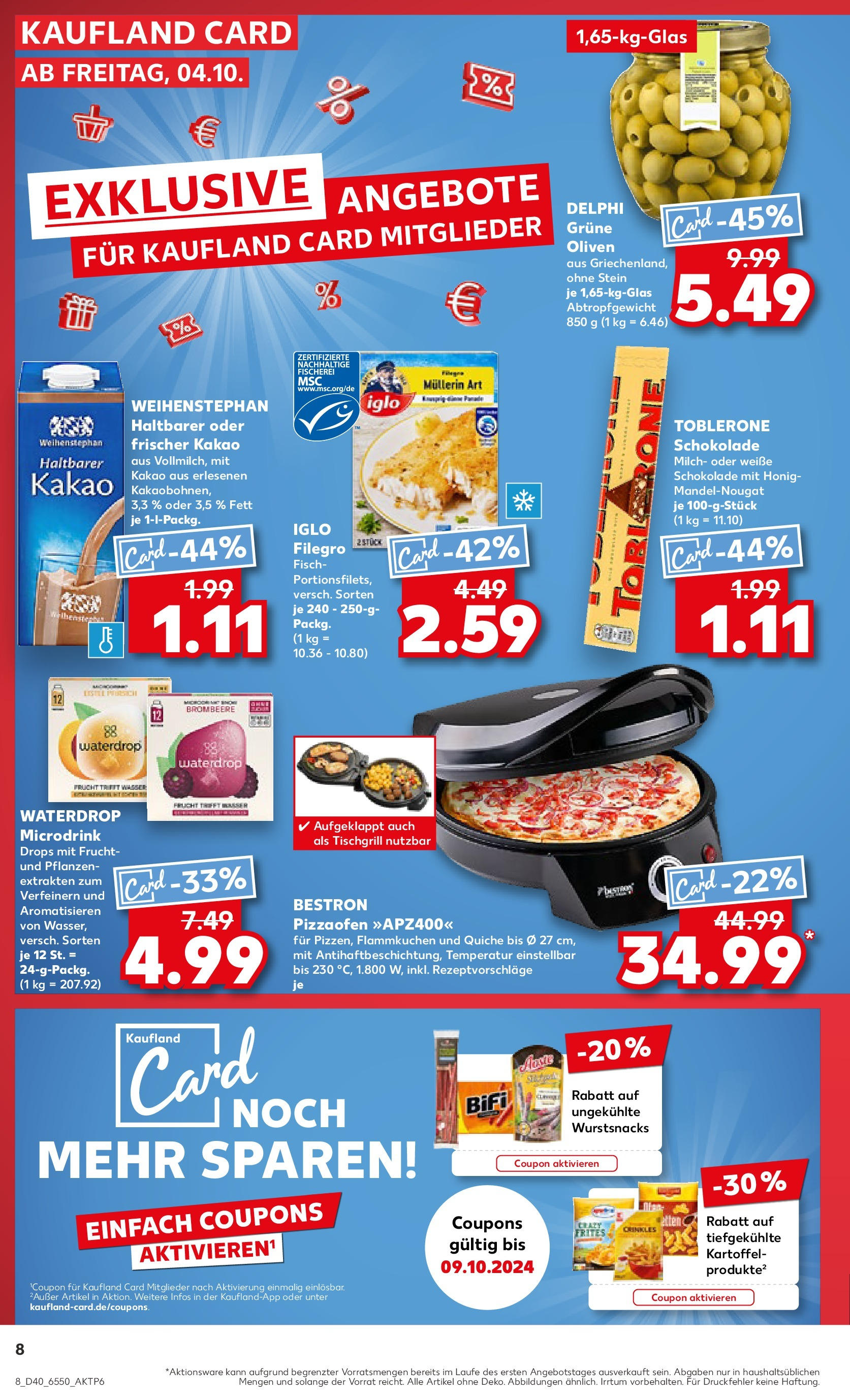 Kaufland - Kiel (ab 04.10.2024) » Angebote Online zum Blättern | Seite: 8 | Produkte: Milch, Schokolade, Iglo, Fisch