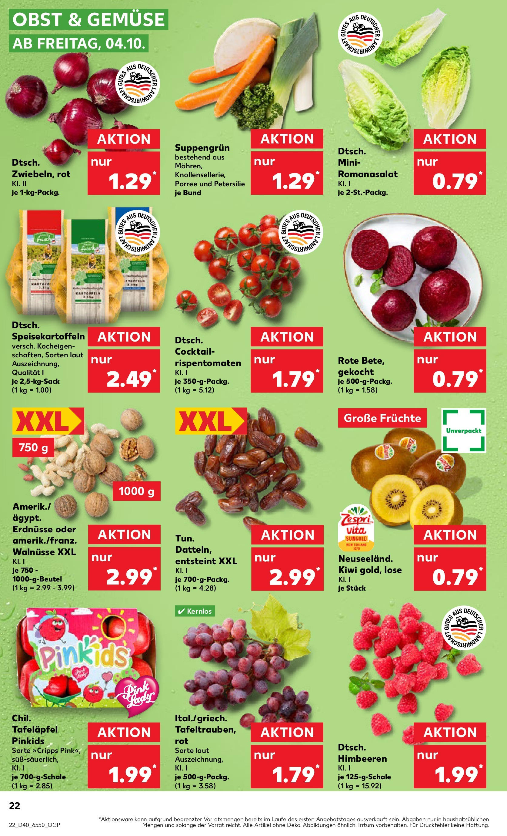 Kaufland - Kiel (ab 04.10.2024) » Angebote Online zum Blättern | Seite: 22 | Produkte: Erdnüsse, Gemüse, Petersilie, Kiwi