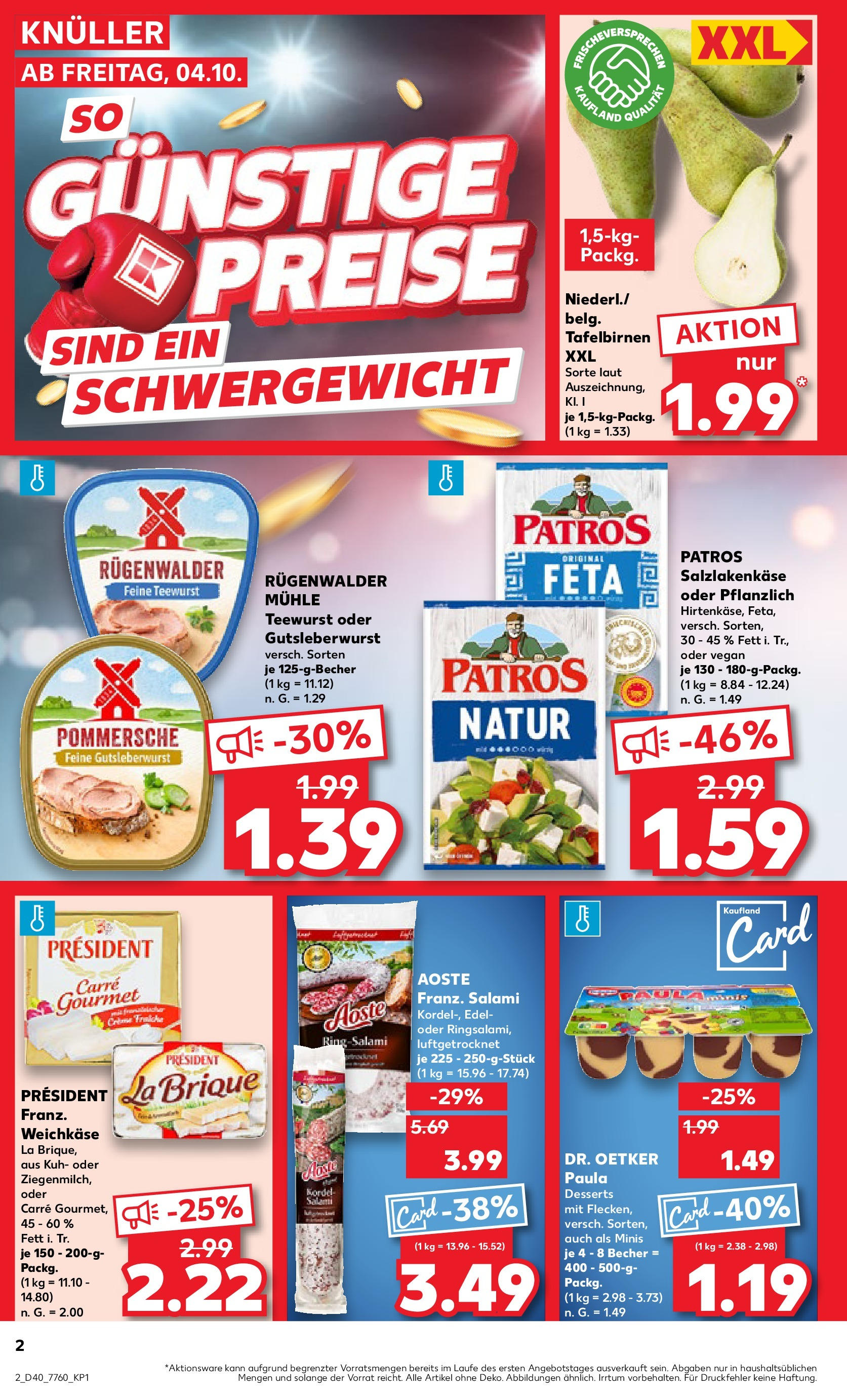 Kaufland Prospekt 	 (ab 04.10.2024) » Angebote Online zum Blättern | Seite: 2 | Produkte: Mühle, Feta, Patros, Salami