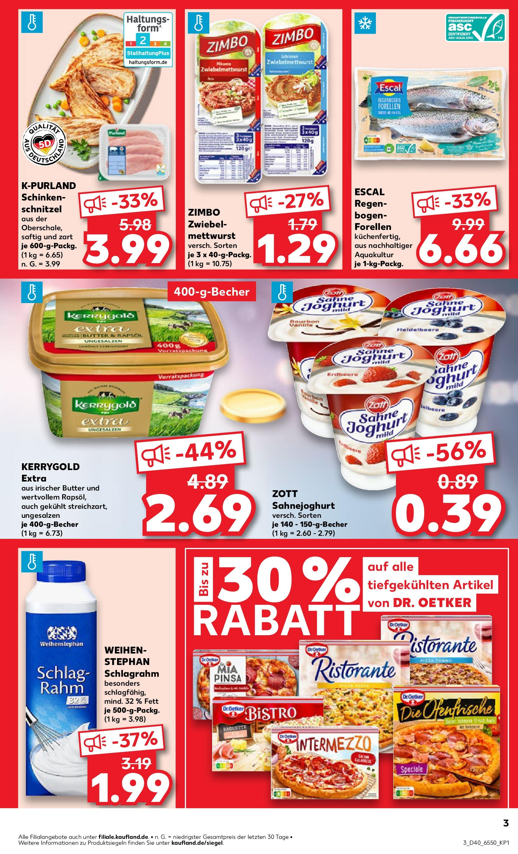 Kaufland - Kiel (ab 04.10.2024) » Angebote Online zum Blättern | Seite: 3 | Produkte: Butter, Joghurt, Baguette, Schinken