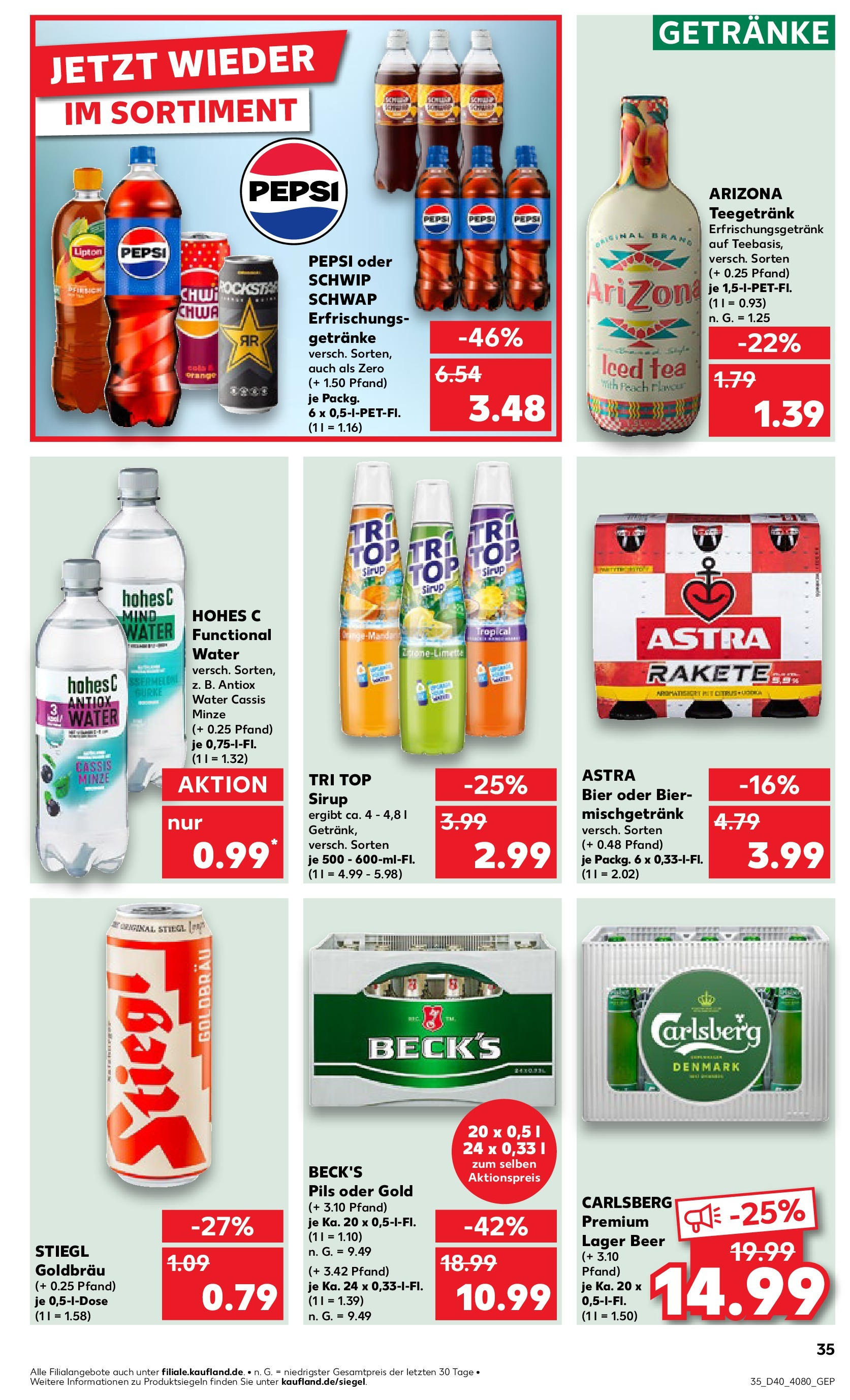 Kaufland Prospekt 	 (ab 04.10.2024) » Angebote Online zum Blättern | Seite: 35 | Produkte: Carlsberg, Pils, Astra, Sirup