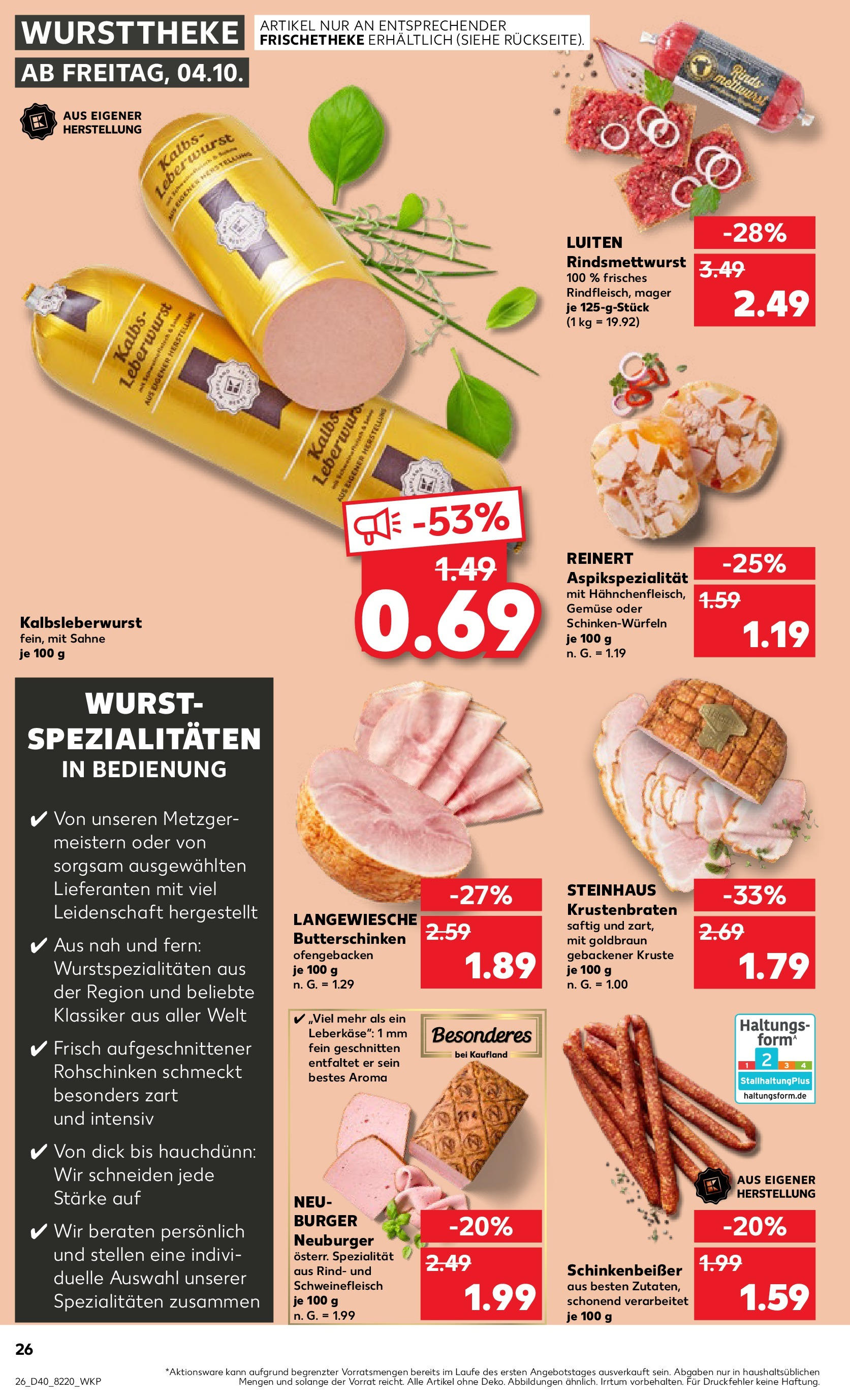 Kaufland Prospekt 	 (ab 04.10.2024) » Angebote Online zum Blättern | Seite: 26 | Produkte: Wurst, Knoblauch, Sahne