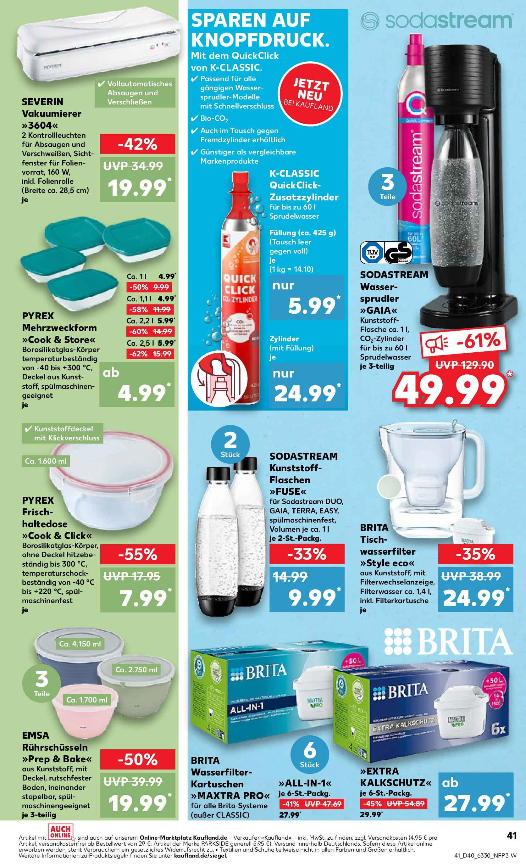 Kaufland - Kiel (ab 04.10.2024) » Angebote Online zum Blättern | Seite: 41 | Produkte: Tisch, Vakuumierer, Wasser, Sodastream