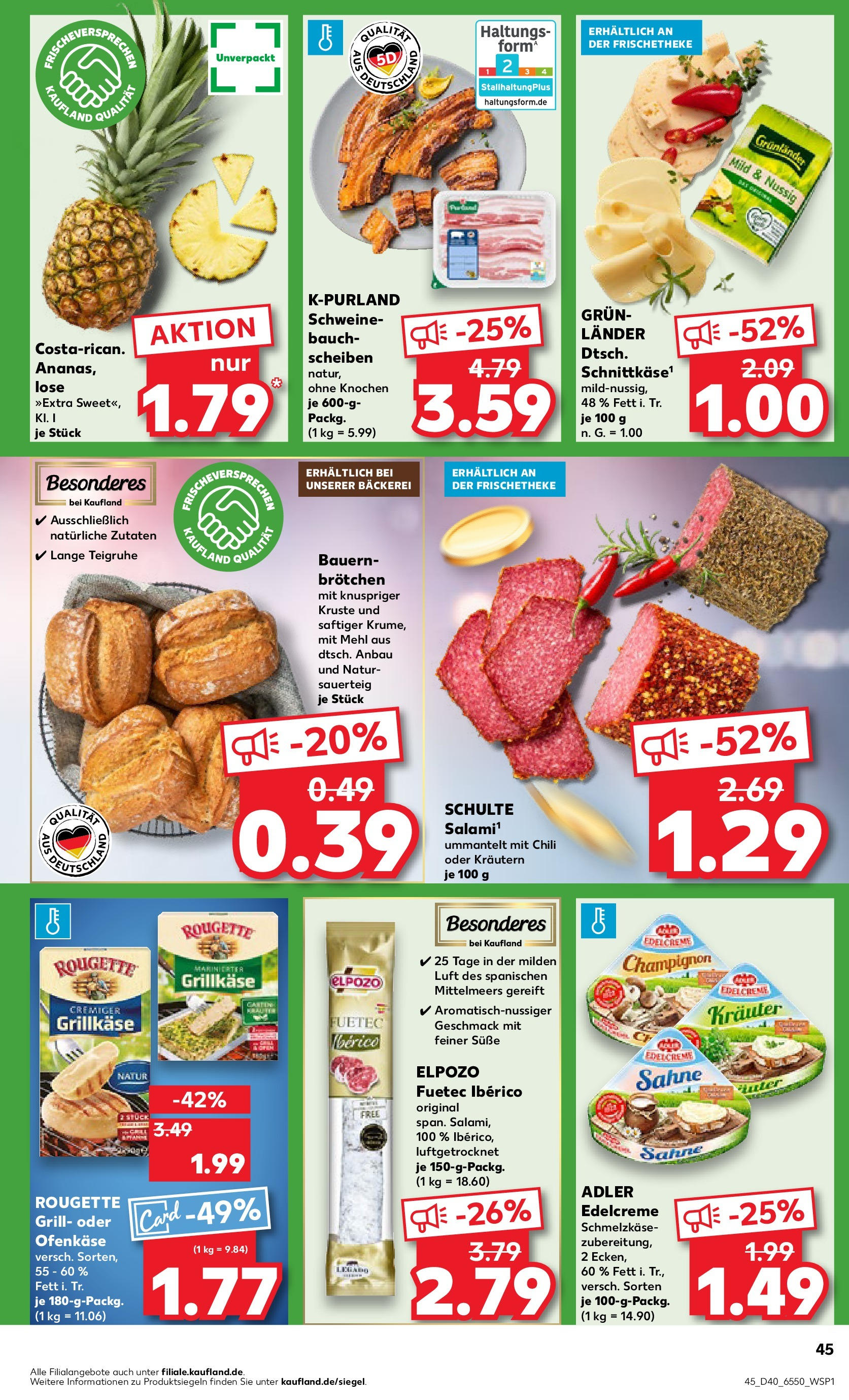 Kaufland - Kiel (ab 04.10.2024) » Angebote Online zum Blättern | Seite: 45 | Produkte: Bäckerei, Grunlander, Chili, Sahne