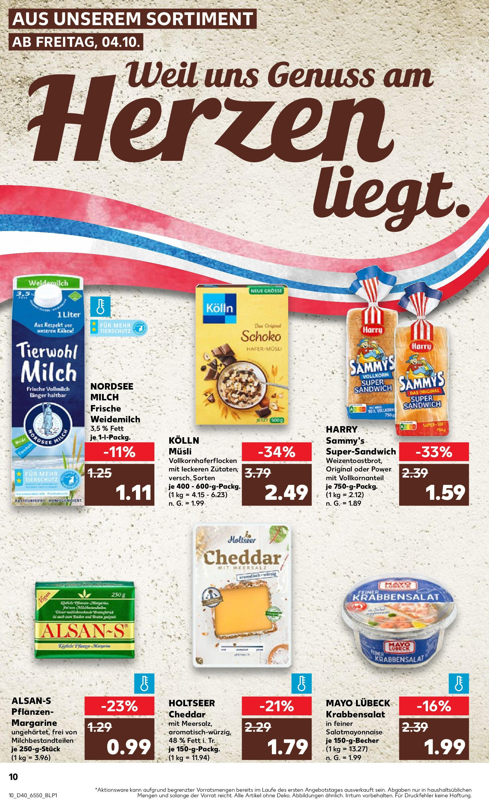 Kaufland - Kiel (ab 04.10.2024) » Angebote Online zum Blättern | Seite: 10 | Produkte: Musli, Margarine, Kolln, Milch