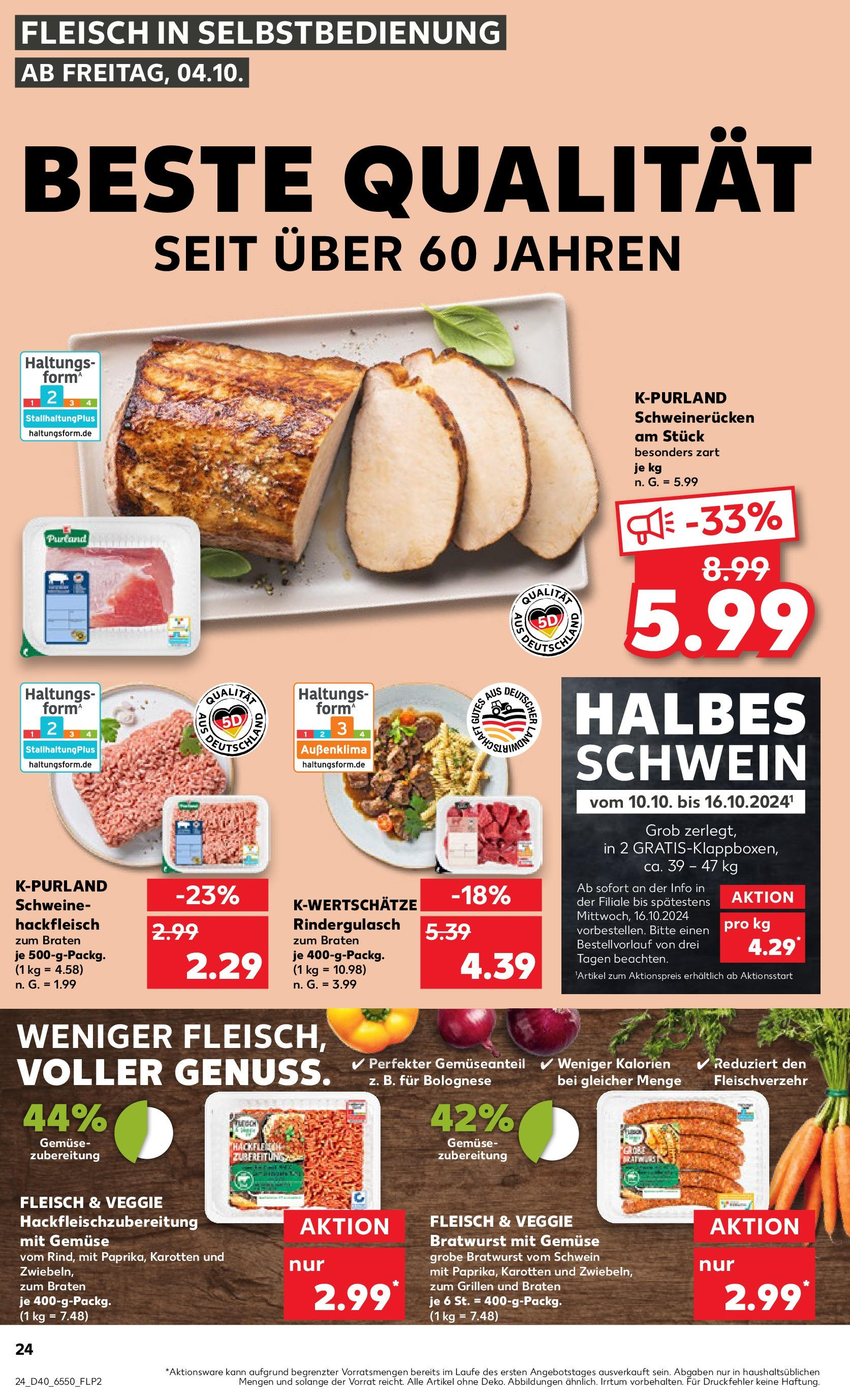 Kaufland - Kiel (ab 04.10.2024) » Angebote Online zum Blättern | Seite: 24 | Produkte: Entrecote, Gemüse, Rindfleisch, Fleisch