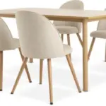 JYSK JYSK Masă ALSTED 160 stejar natur + 4 scaune THORUP bej