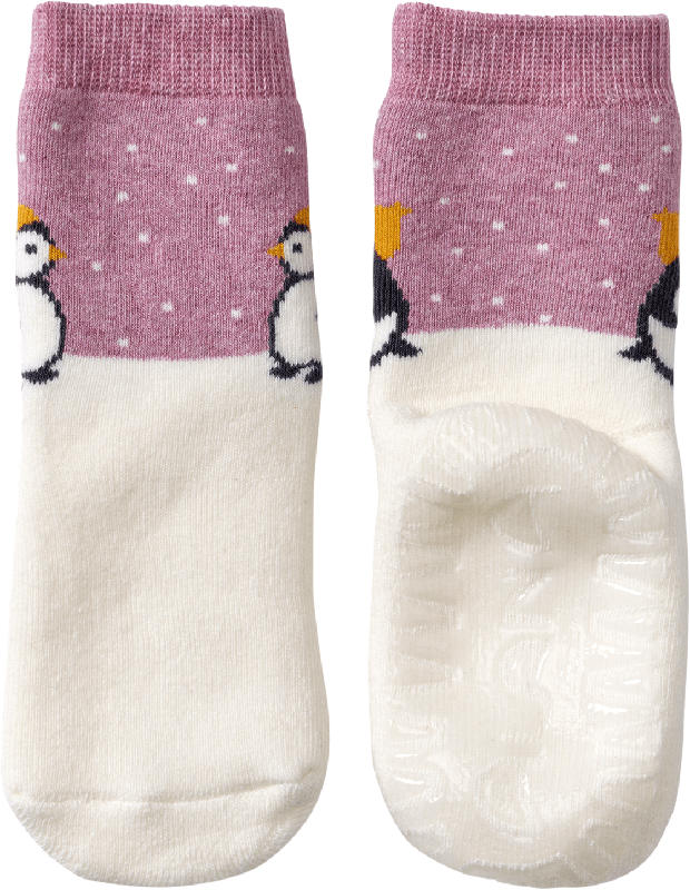 ALANA Stoppersocken mit Pinguin-Motiv, beige & rosa, Gr. 19/20