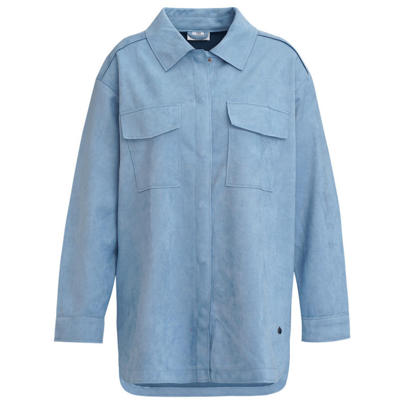 Damen Veloures-Overshirt mit zwei Taschen (Nur online)