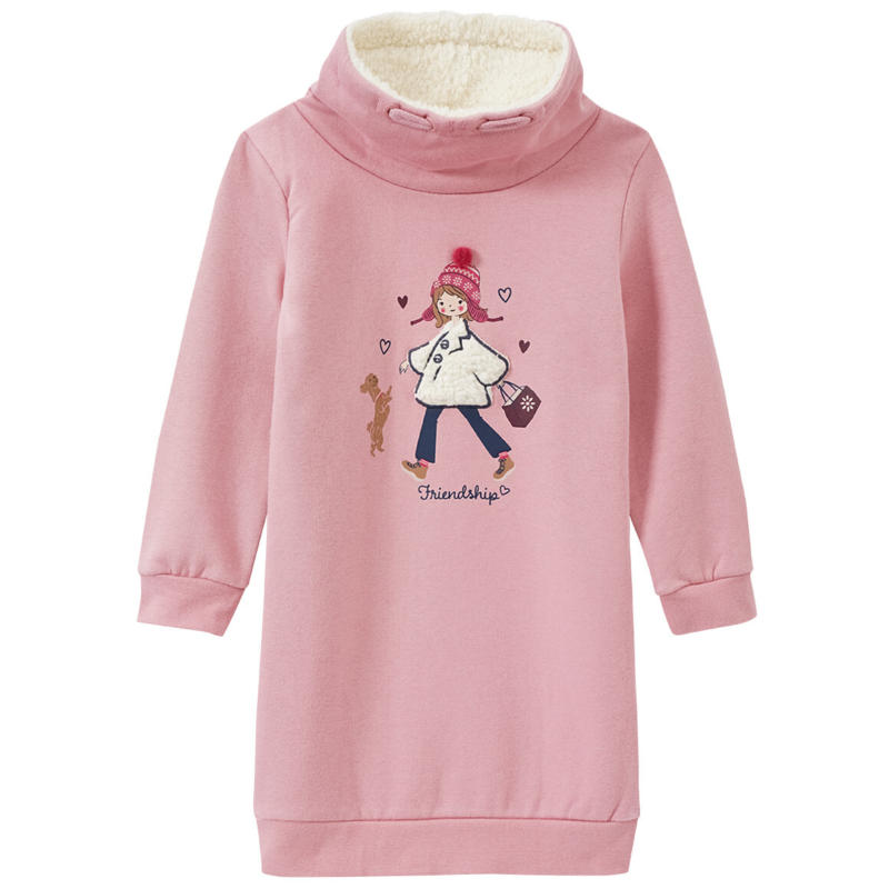 Mädchen Sweatkleid mit Print und Applikation