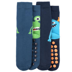 2 Paar Jungen Stoppersocken mit Monster-Motiv