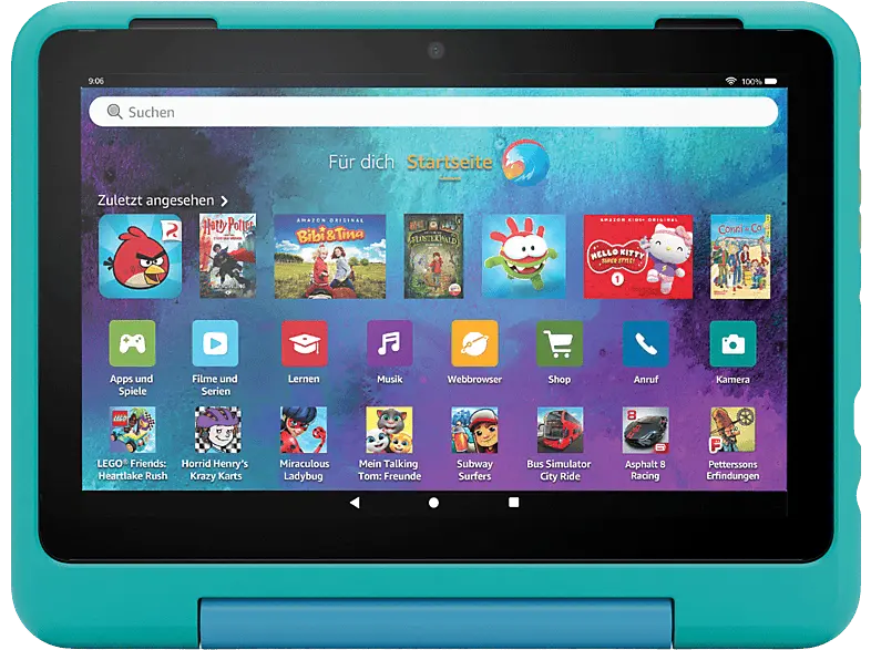 AMAZON Fire HD 8 Kids Pro-Tablet, für Kinder von 6 bis 12 Jahren, 3 GB RAM, 8-Zoll, werbefreie Inhalte, 32 GB, blaugrün (2024)