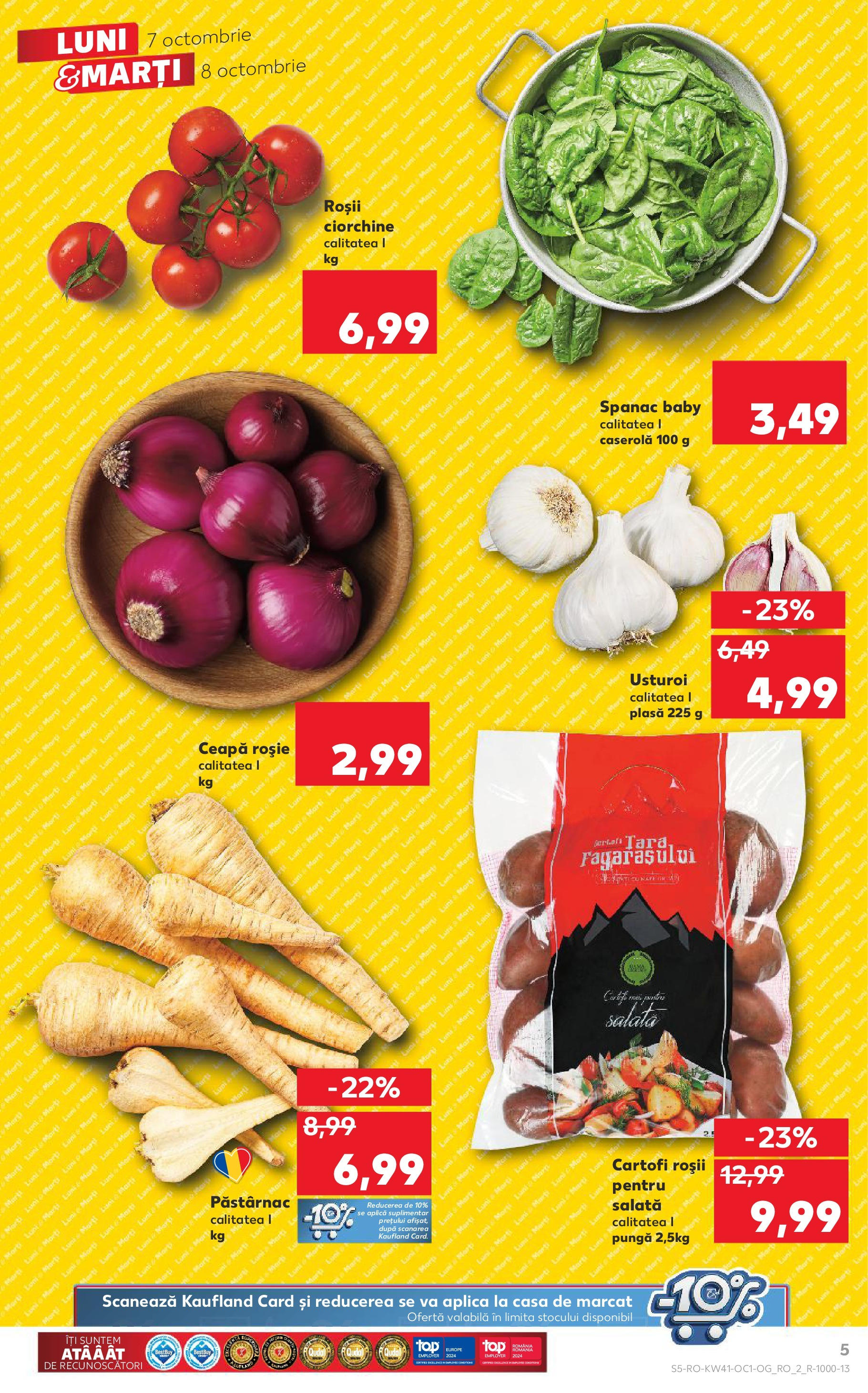 Kaufland - Craiova 07.10.2024 - Revista si Oferta | Pagină: 5 | Produse: Unt, Roșii, Cartofi, Ceapă