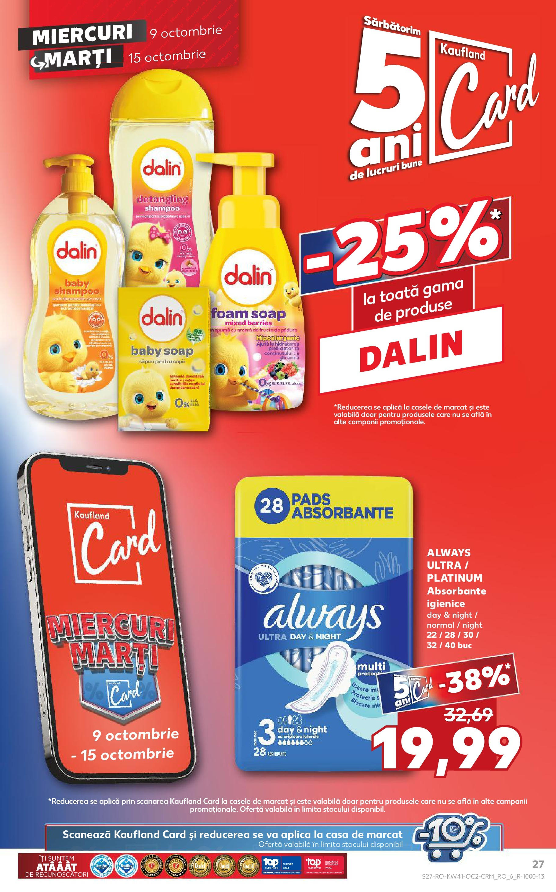 Catalog Kaufland - Bucureşti 09.10.2024 - Revista si Oferta | Pagină: 27 | Produse: Săpun, Absorbante