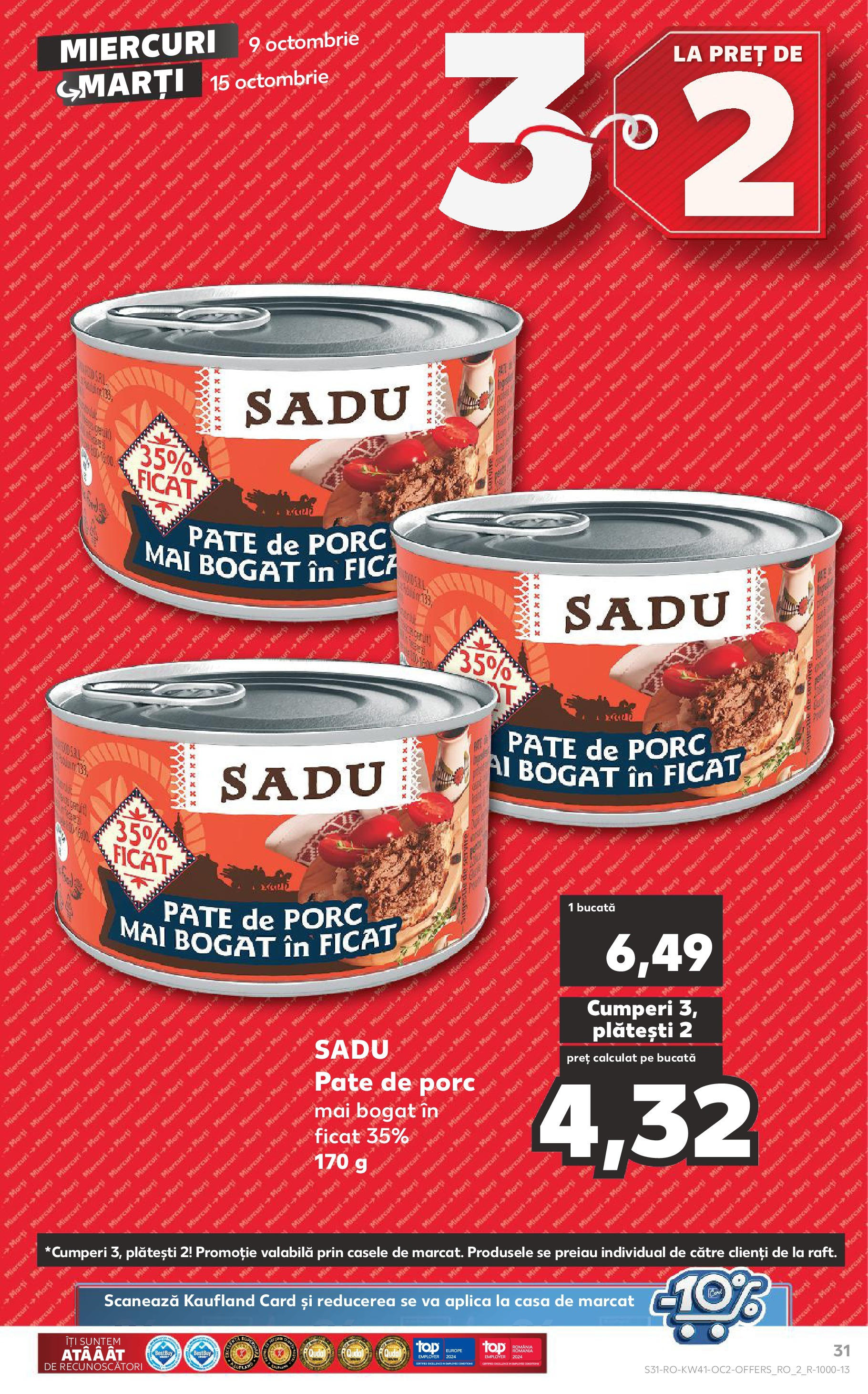 Catalog Kaufland - Bucureşti 09.10.2024 - Revista si Oferta | Pagină: 31 | Produse: Pate, Cărți