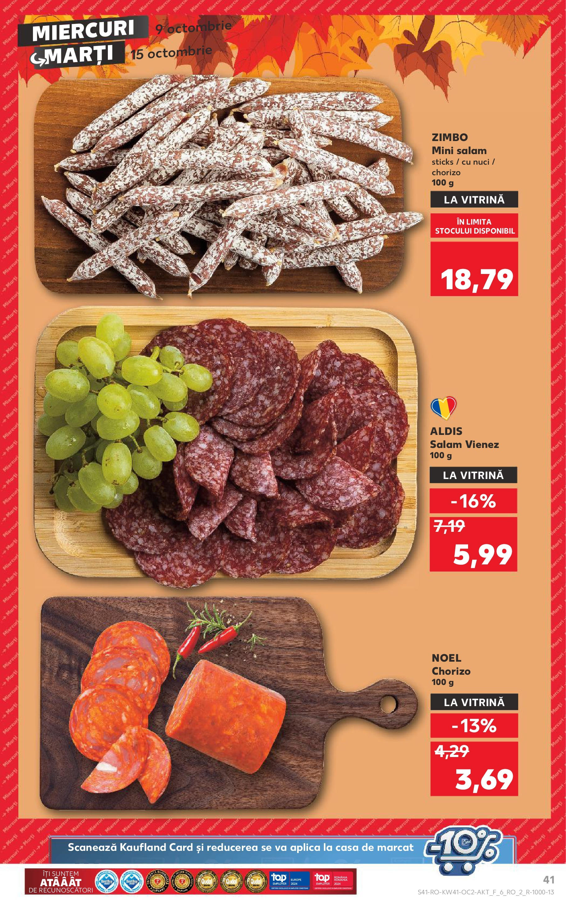 Catalog Kaufland - Bucureşti 09.10.2024 - Revista si Oferta | Pagină: 41 | Produse: Vitrină, Salam, Nuci