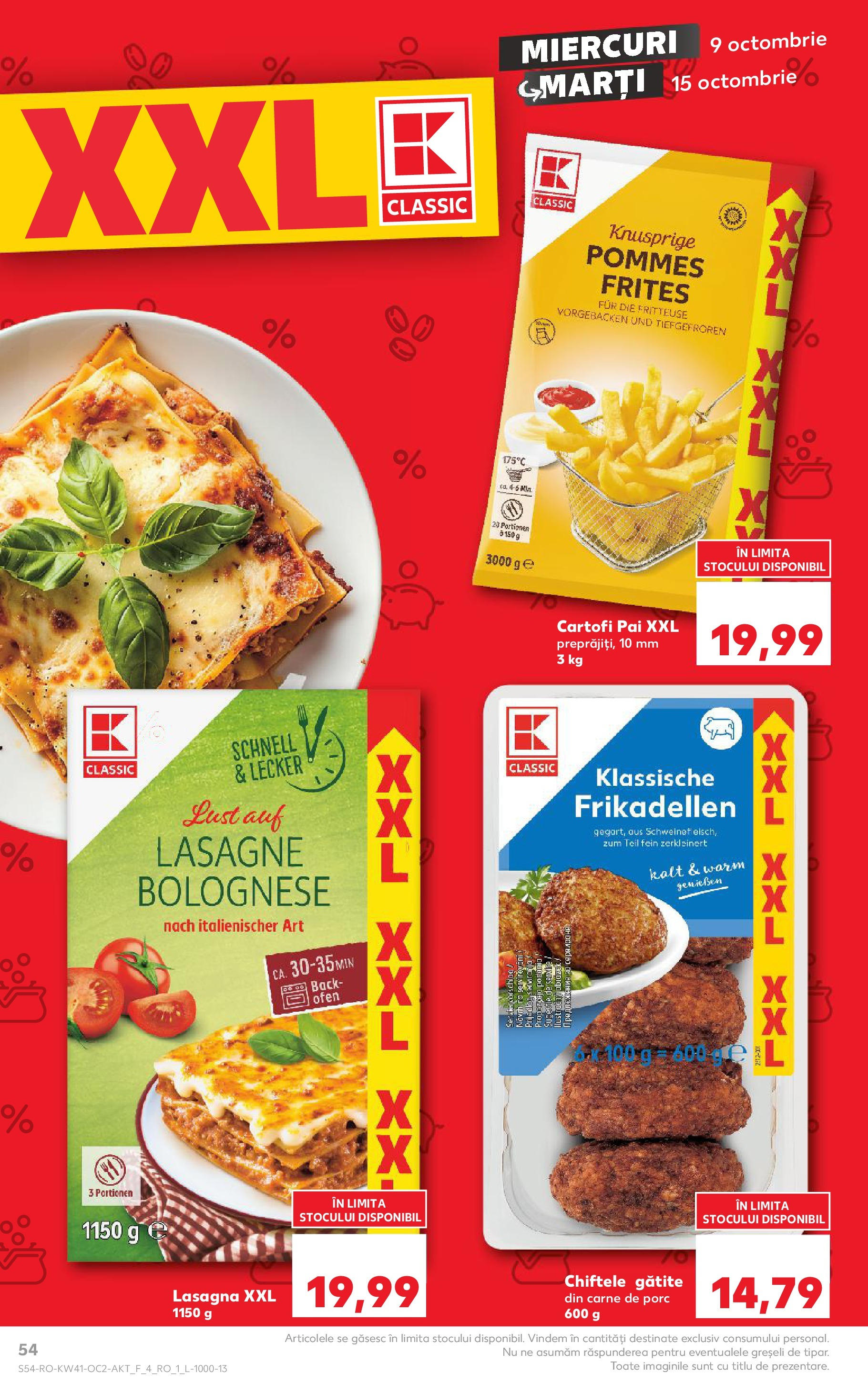 Catalog Kaufland - Bucureşti 09.10.2024 - Revista si Oferta | Pagină: 54 | Produse: Lasagna, Carne De Porc, Chiftele, Cartofi