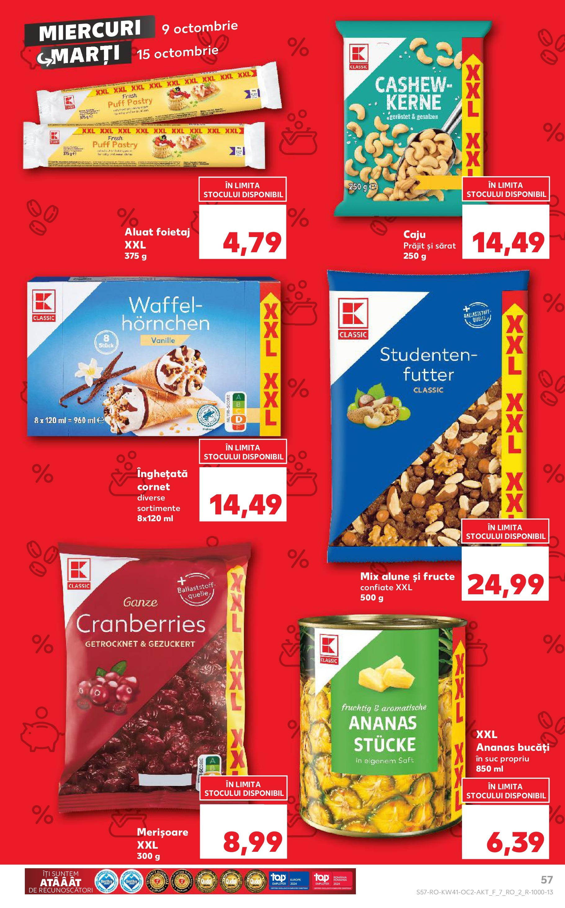 Catalog Kaufland - Bucureşti 09.10.2024 - Revista si Oferta | Pagină: 57 | Produse: Foietaj, Aluat, Alune, Înghețată