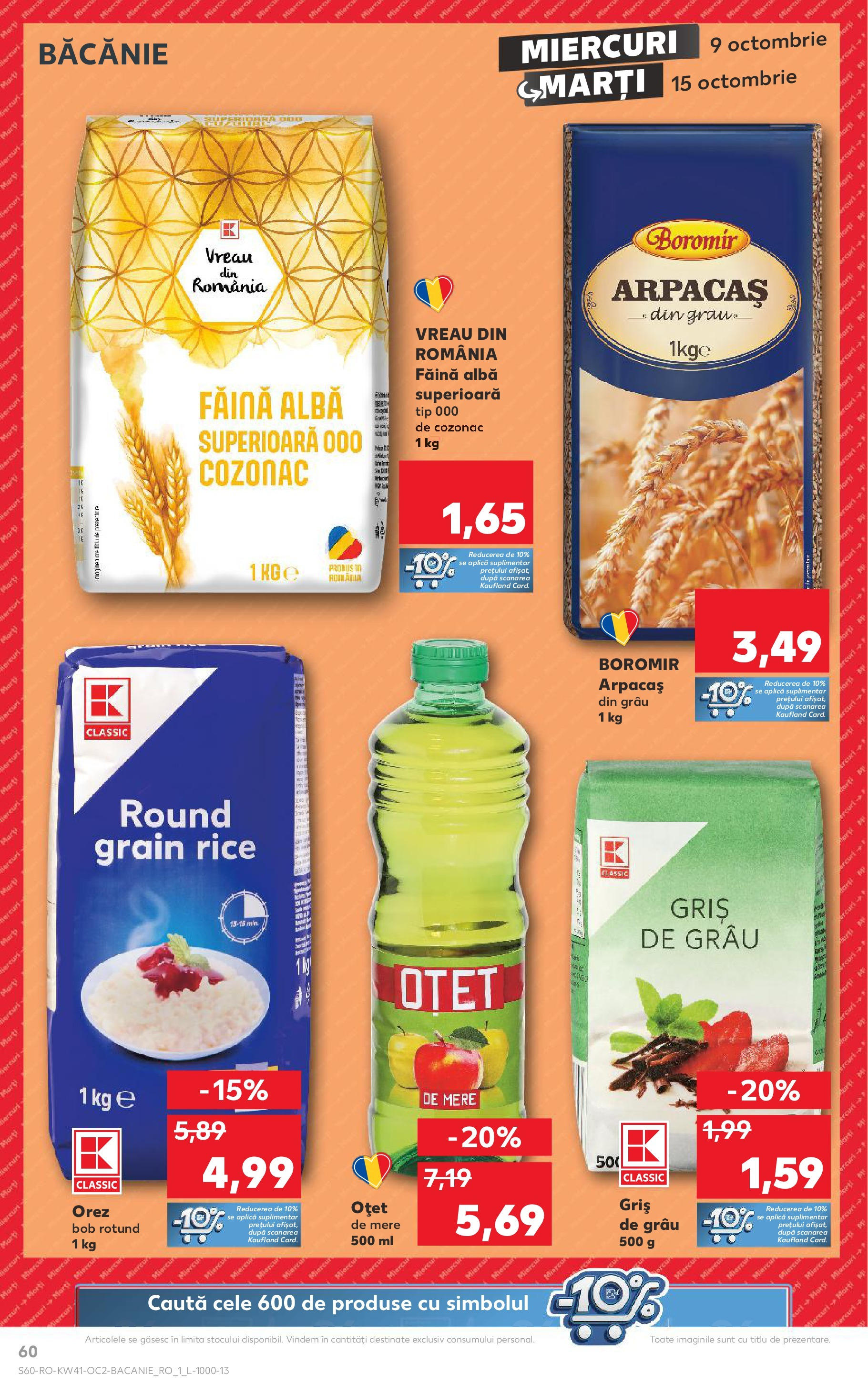 Catalog Kaufland - Bucureşti 09.10.2024 - Revista si Oferta | Pagină: 60 | Produse: Oțet, Făină, Mere, Orez