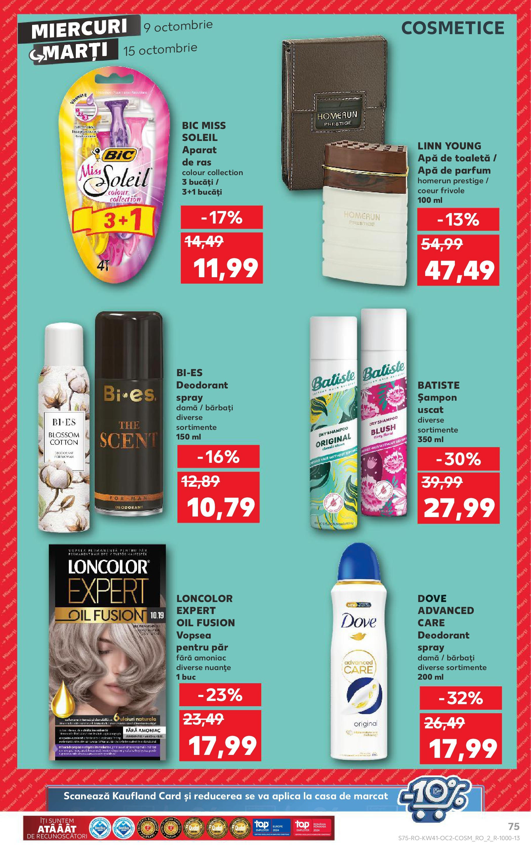 Catalog Kaufland - Bucureşti 09.10.2024 - Revista si Oferta | Pagină: 75 | Produse: Apă de parfum, Parfum, Șampon, Apă