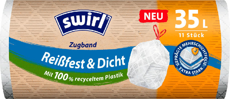 Swirl Müllbeutel 35 l Zugband mit 100 % recyceltem Plastik