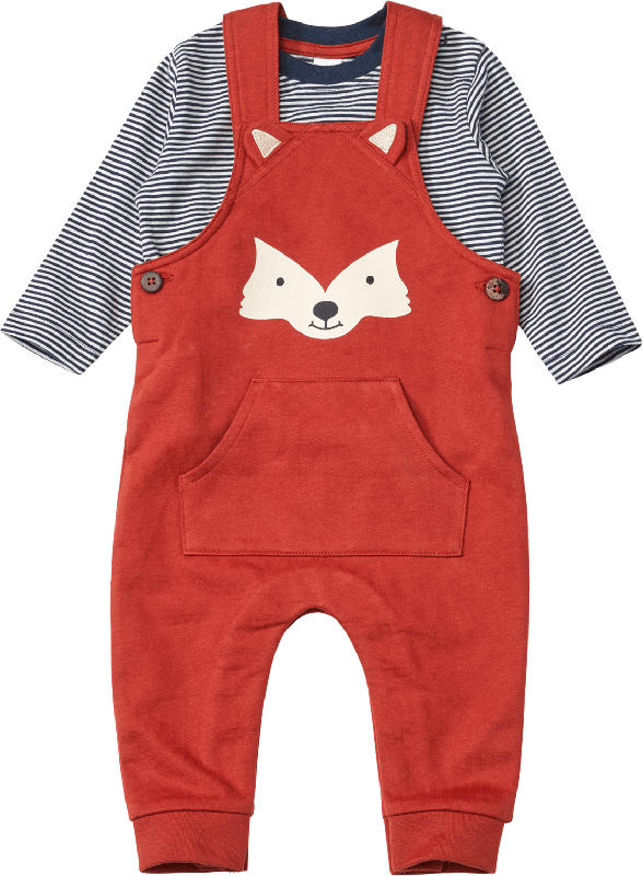 ALANA Set mit Latzhose mit Fuchs-Motiv & Langarmshirt, braun, Gr. 74