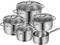 WMF Provence Plus Topfset 5tlg (alle Herdarten, Silber, Cromargan Edelstahl 18/10, poliert, unbeschichtet - rostfrei)