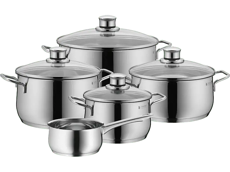 WMF Diadem Plus Kochtopfset (5 tlg., für alle Herdarten, Silber, Cromargan Edelstahl rostfrei 18/10)