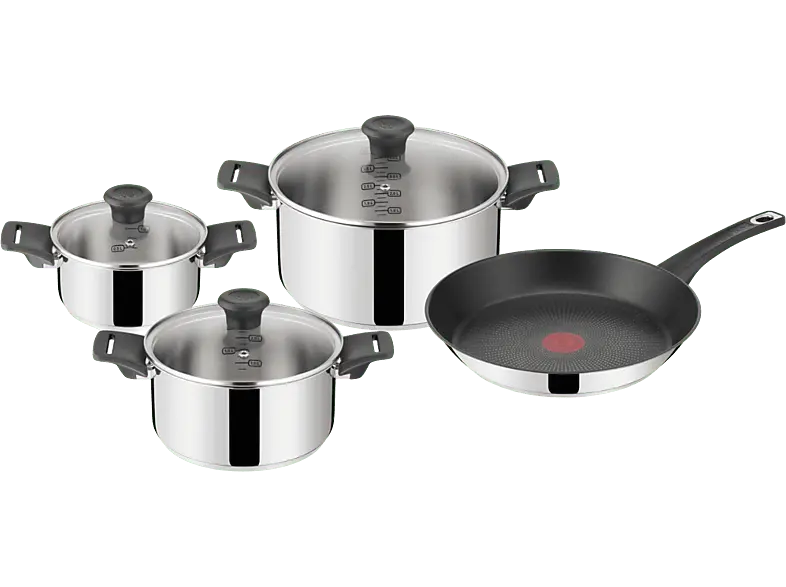Tefal E321S7 Jamie Oliver, Everyday Kitchen, 7-teiliges Topf- und Pfannenset (alle Herdarten, Silber, Edelstahl)