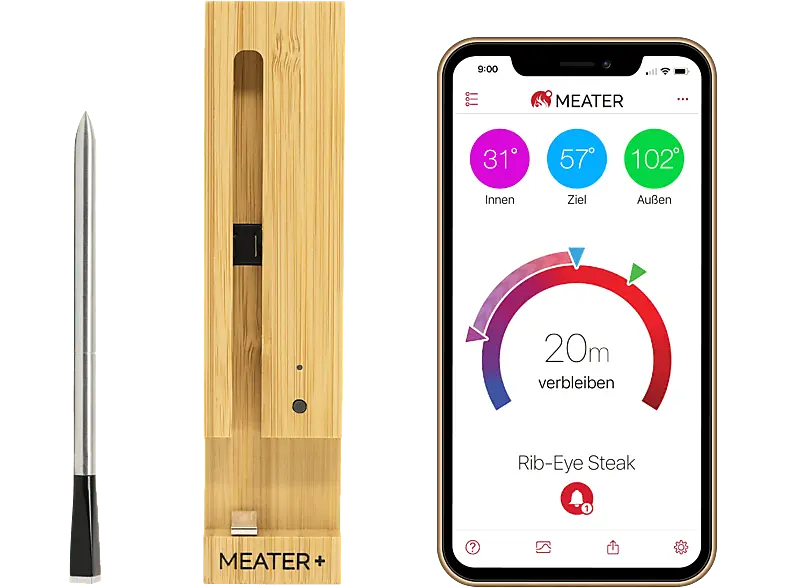 MEATER 6822795 Fleischthermometer, Edelstahl