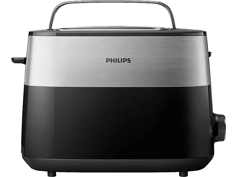 Philips HD2516/90 Toaster (Schwarz, Edelstahl, 830 Watt, Schlitze: 2)
