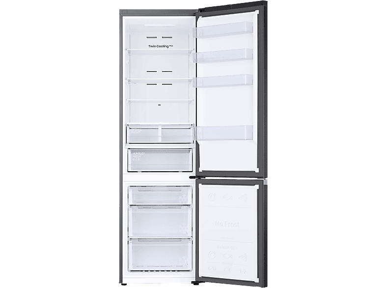 Samsung RB38C607AB1/EF Kühl- und Gefrierkombination, Festtür (A, 387 l, 2030 mm hoch, freistehend, No Frost (verminderte Eisbildung), Premium Black Steel)