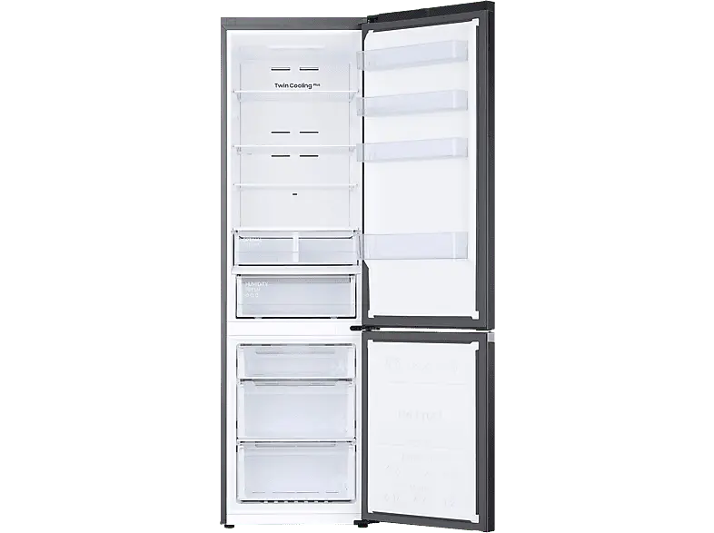 Samsung RB38C607AB1/EF Kühl- und Gefrierkombination, Festtür (A, 387 l, 2030 mm hoch, Standgerät, No Frost (verminderte Eisbildung), Premium Black Steel)