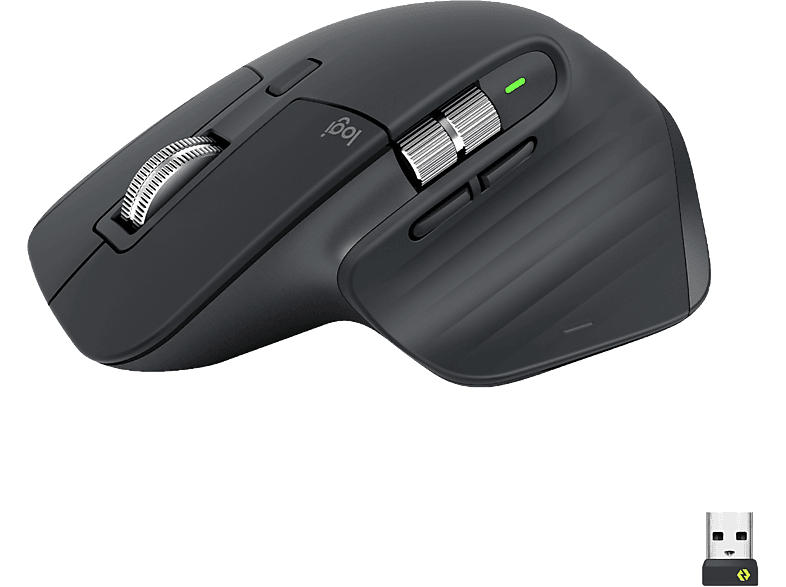 Logitech Maus MX Master 3S, Bluetooth/USB, 2.4 GHz via USB, 8000dpi, Graphit