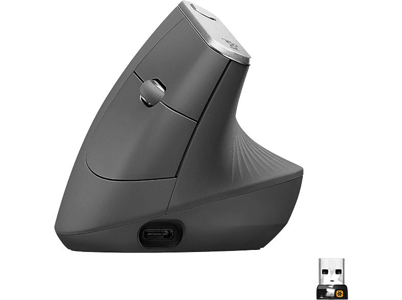 Logitech Ergonomische Maus MX Vertical, 4000 DPI, Wiederaufladbarer Akku, 4 Tasten, Multi-Device, Schwarz